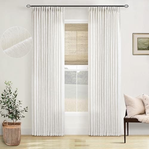 Linen curtains framing a sunlit window