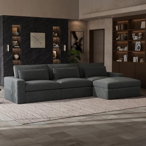 A decorated, cozy living room with a sofa