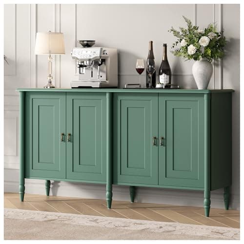 An entryway console table with decor and a mirror