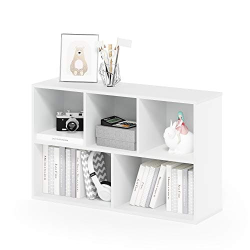 Woven storage baskets on an organized shelf