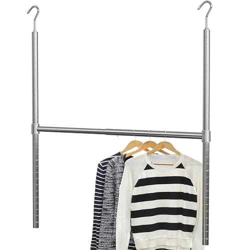 An organized closet with storage bins and baskets