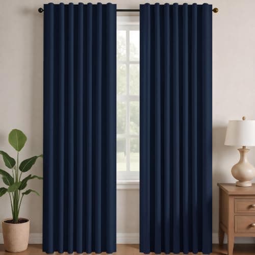 Linen curtains framing a sunlit window