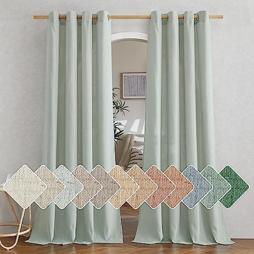 Linen curtains framing a sunlit window