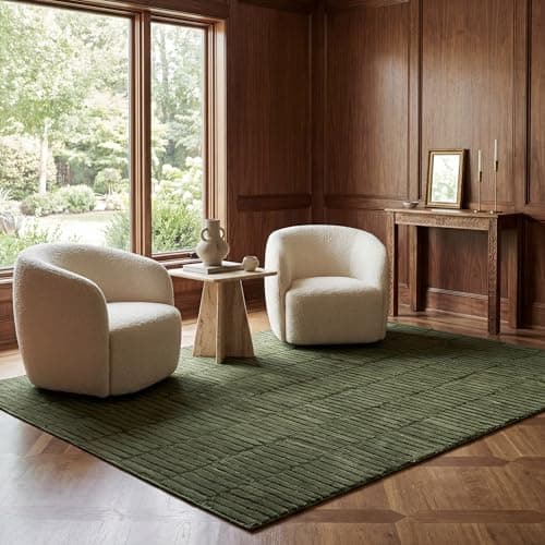 A textured area rug anchoring a living room
