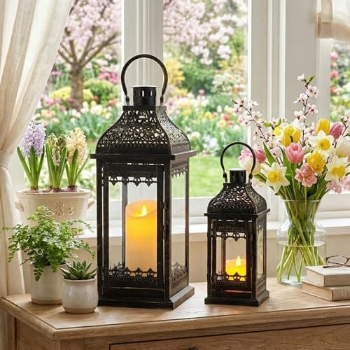 Tasteful Halloween decor with pumpkins and candles