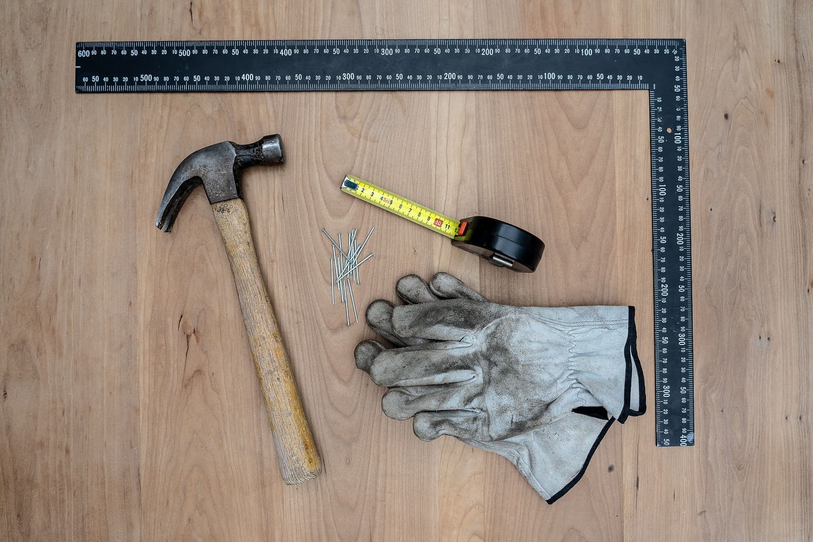 A home renovation workspace with tools and materials