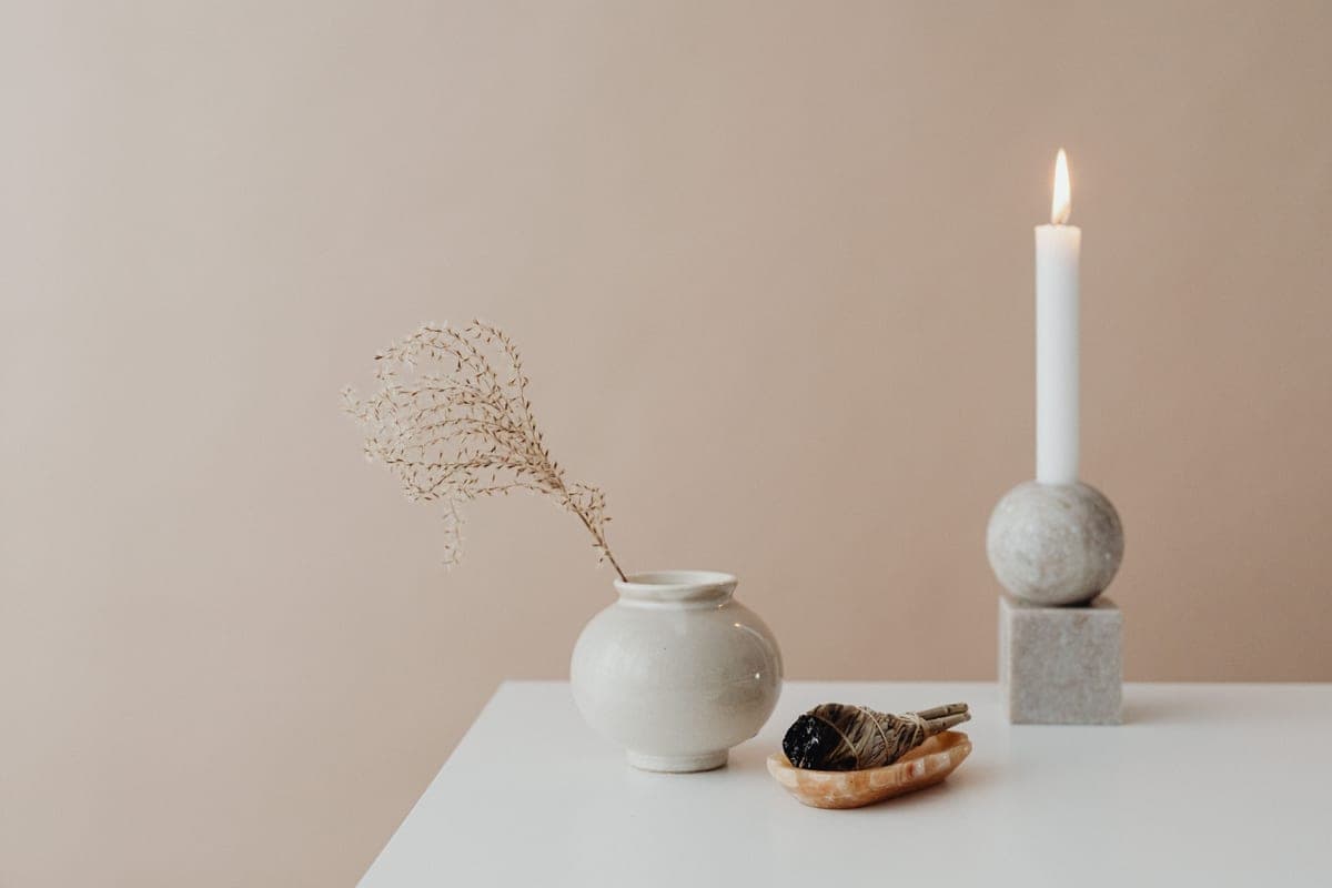 An interior in earthy terracotta and sage tones