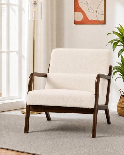 A cozy reading corner with a chair, lamp, and plants